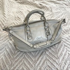 Coach women’s large leather egg shell white shoulder bag